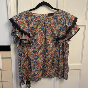 J. Crew Floral Ruffle Top - Multicolor